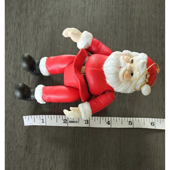 Vtg Santa Christmas Ornament Limbs Move Articulated Arms Legs Porcelain - Picture 4 of 6